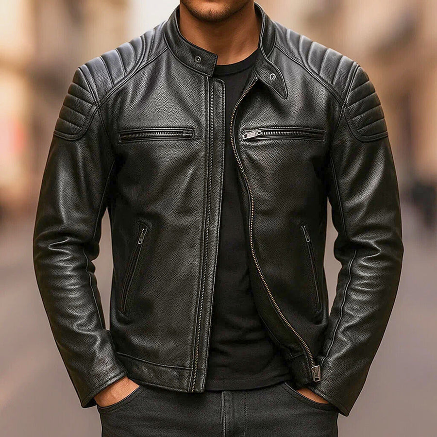 Herren Jacke Regular Fit Strukturiert Reißverschluss Warm Futter Alltag Business Casual Zeitlos Robust