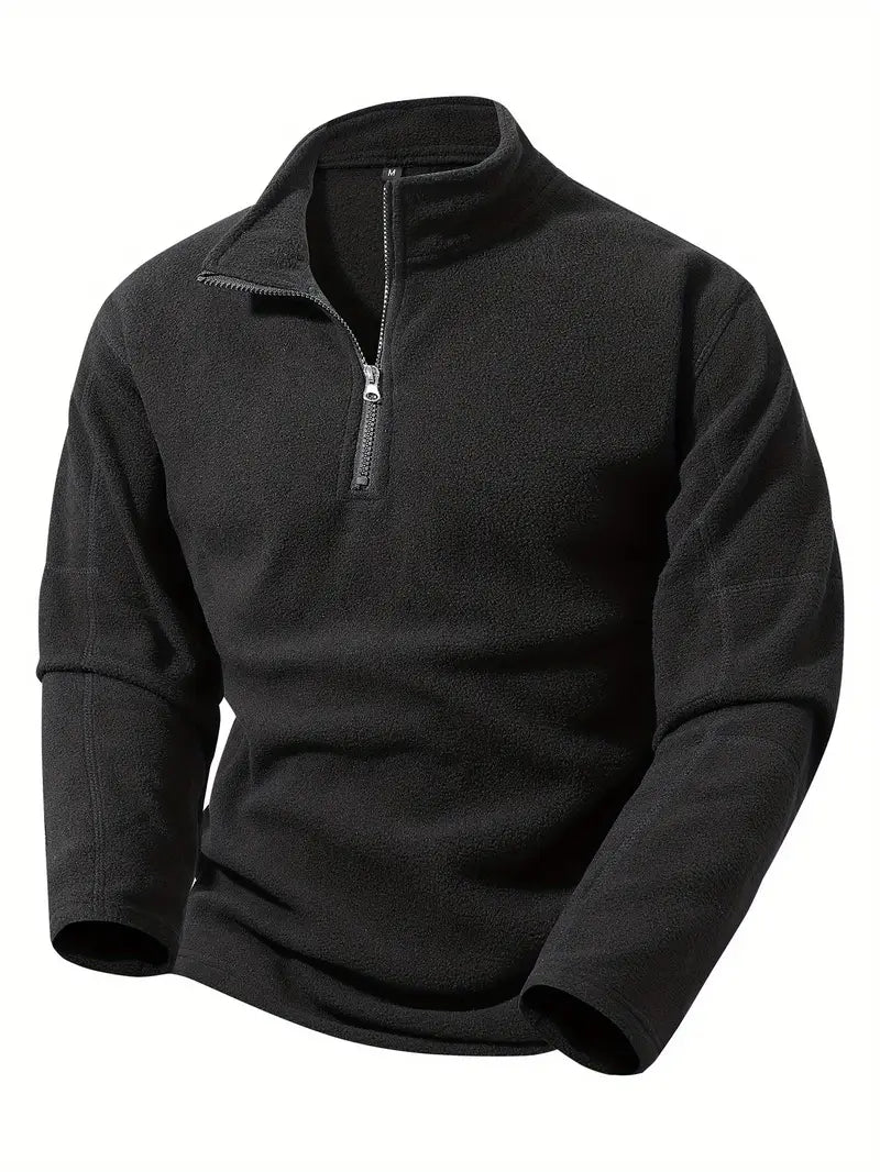 Herren Fleece Sweatjacke Halber Reißverschluss Stehkragen warm bequem