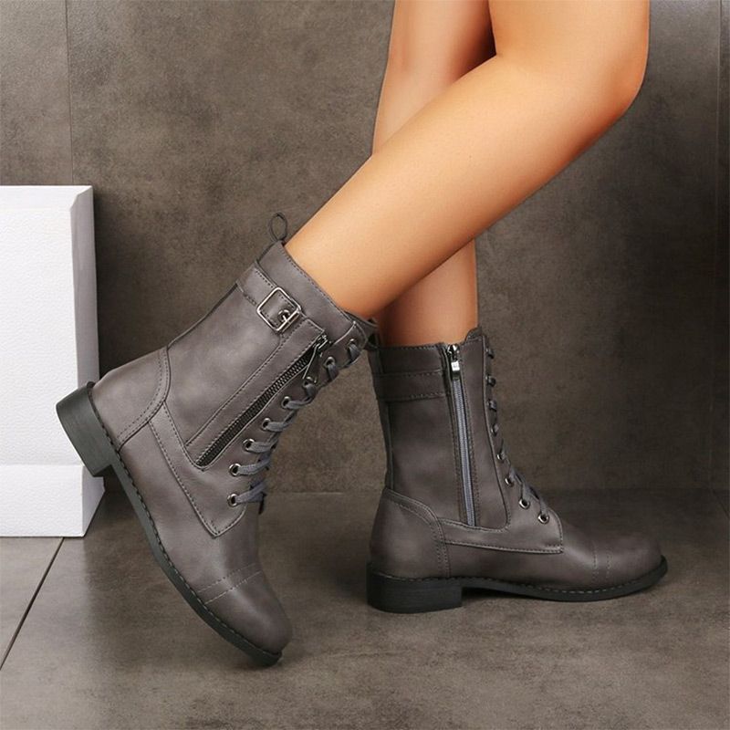 Damen Schnürstiefel Reißverschluss rutschfest langlebig bequem vielseitig