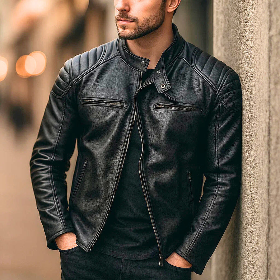 Herren Jacke Regular Fit Strukturiert Reißverschluss Warm Futter Alltag Business Casual Zeitlos Robust