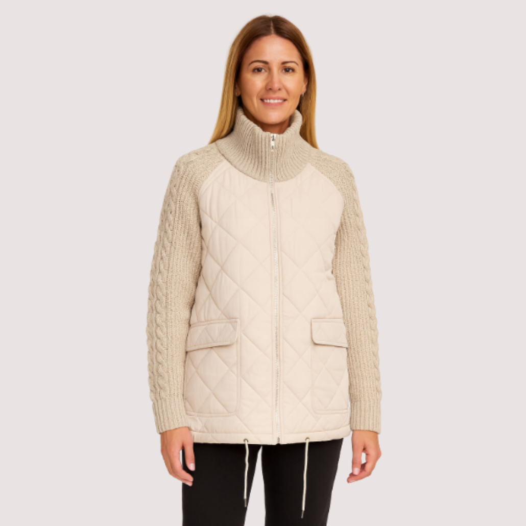 Damen Strickjacke Patchwork einfarbig Langarm Lockerer Fit Hüftlang Freizeit Übergangsjacke Strick