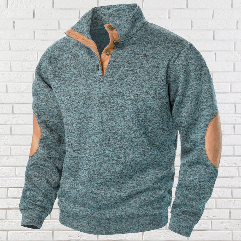 Herren Pullover Regular Fit Stehkragen Knopfleiste Strick Warm Casual Elegant Übergang Alltag
