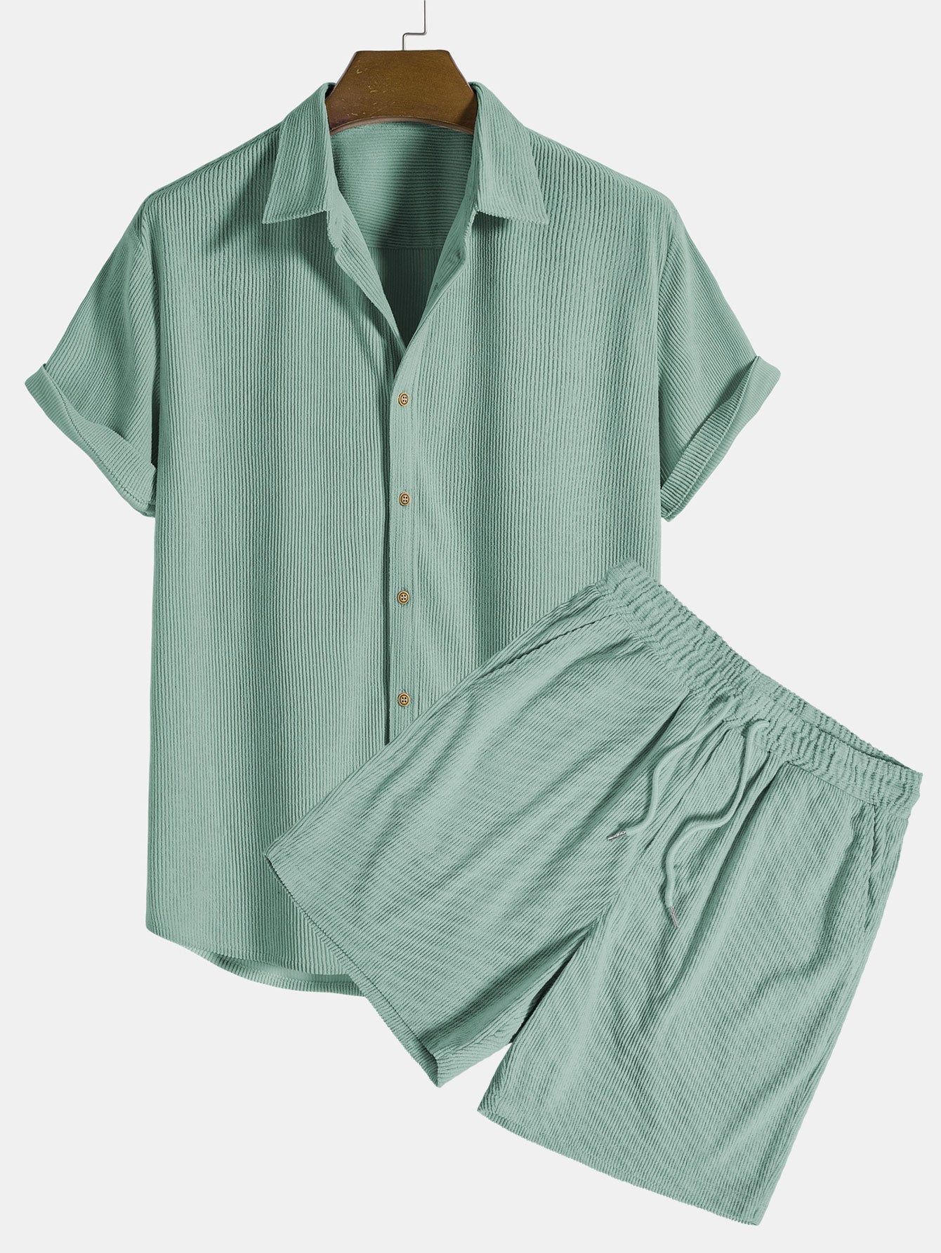 Herren Freizeit Set Hemd und Hose Sommer Zweiteiler Polyester atmungsaktiv