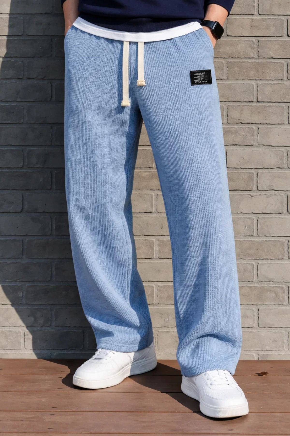 Herrenhose Entspannte Passform Kordelzug leicht elastisch bequeme Taschen