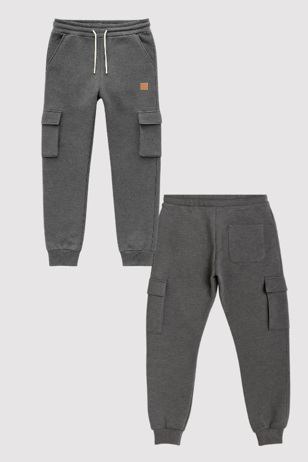 Herren Cargo Jogginghose elastischer Bund konisches Bein mehrere Taschen bequem