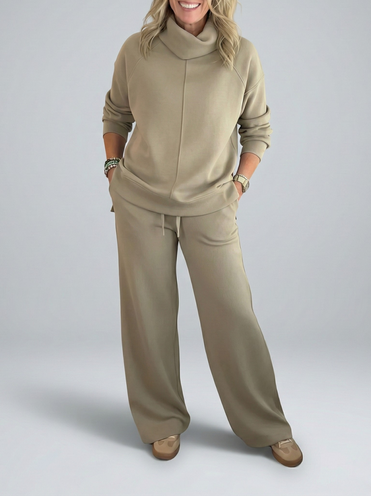Damen zweiteiliges Set lose bequeme minimalistische atmungsaktive elegante Passform