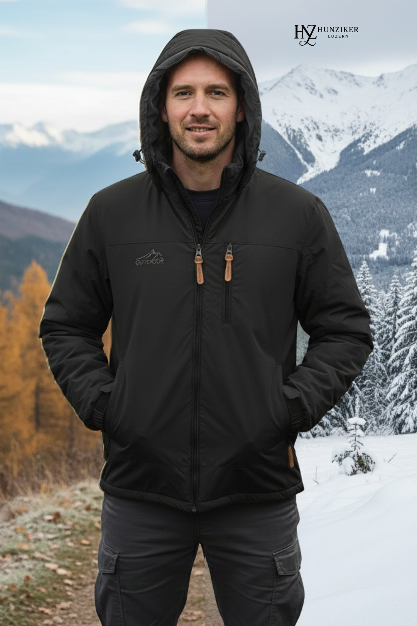 Herren Wintermantel Thermo Regular Fit Fleece gefüttert Wasserdicht Winddicht Kapuze abnehmbar