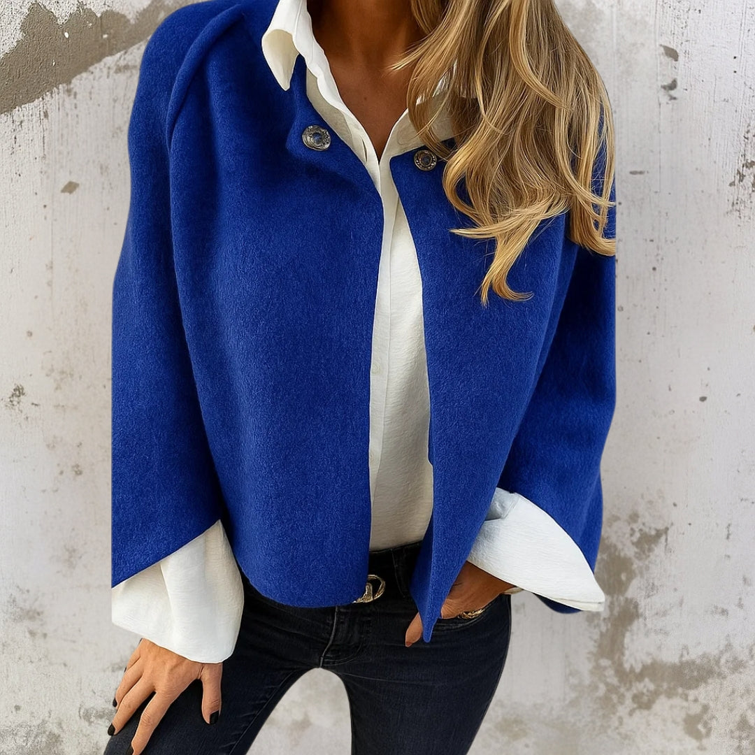 Damen Kurzjacke elegant tailliert einreihig Knopfverschluss elastisch bequeme Passform
