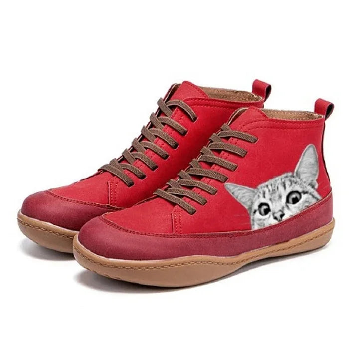Unisex Sneaker Katzenprint Schnürung rutschfest atmungsaktiv bequem