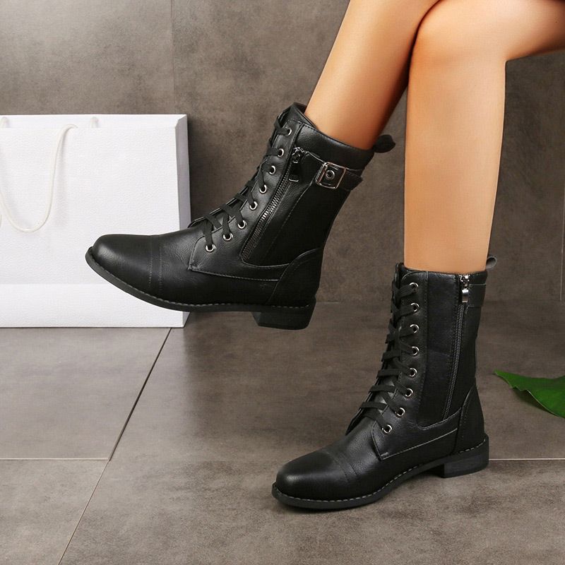 Damen Schnürstiefel Reißverschluss rutschfest langlebig bequem vielseitig