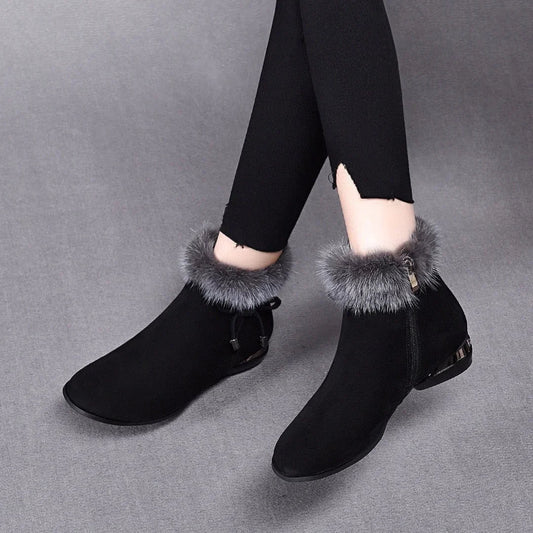 Damen Leder Winterstiefel gefüttert rutschfest warm bequem