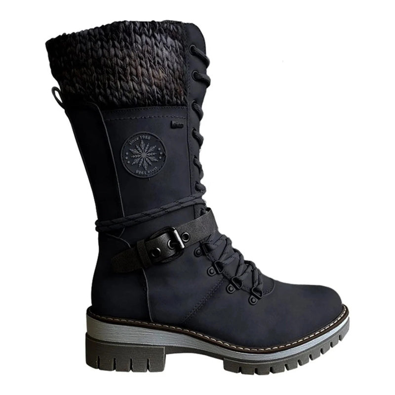 Damen Winterstiefel gefüttert wasserdichte Anti-Rutsch-Schnürung bequem