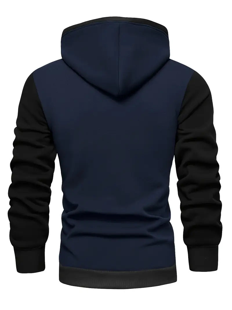 Herren Hoodie zweifarbig Kapuze Kängurutasche Langarm Regular Fit Freizeit Streetwear