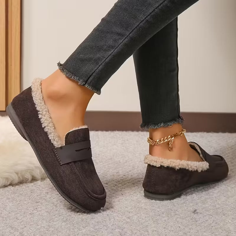 Damen Winter Mokassins gefüttert rutschfest flexibel warm bequem