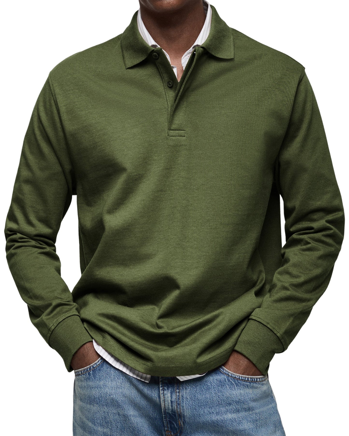 Herren Polo Knopfleiste Langarm klassisch bequem vielseitig elegant