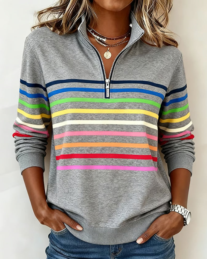 Damen Pullover gestreifte Pastellfarben lockere weiche bequeme Passform