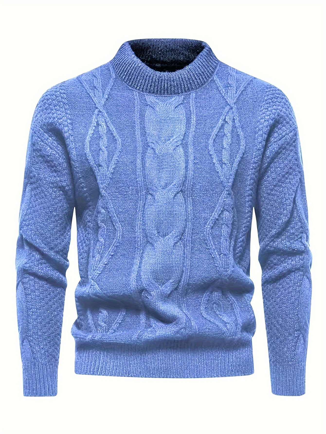 Herren Strickpullover Zopfstrick Langarm bequeme warme atmungsaktive normale Passform