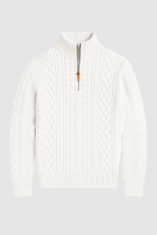 Herren Strickpullover, halber Reißverschluss Kragen Zopfmuster Stehkragen elastisch bequem