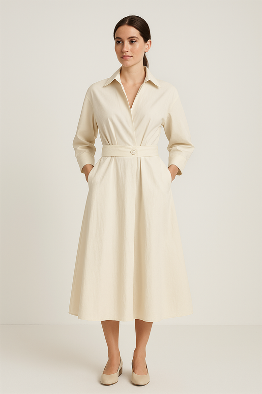 WILHELM | Sommerliches Damen Hemdblusenkleid in Baumwolloptik mit taillierter Passform