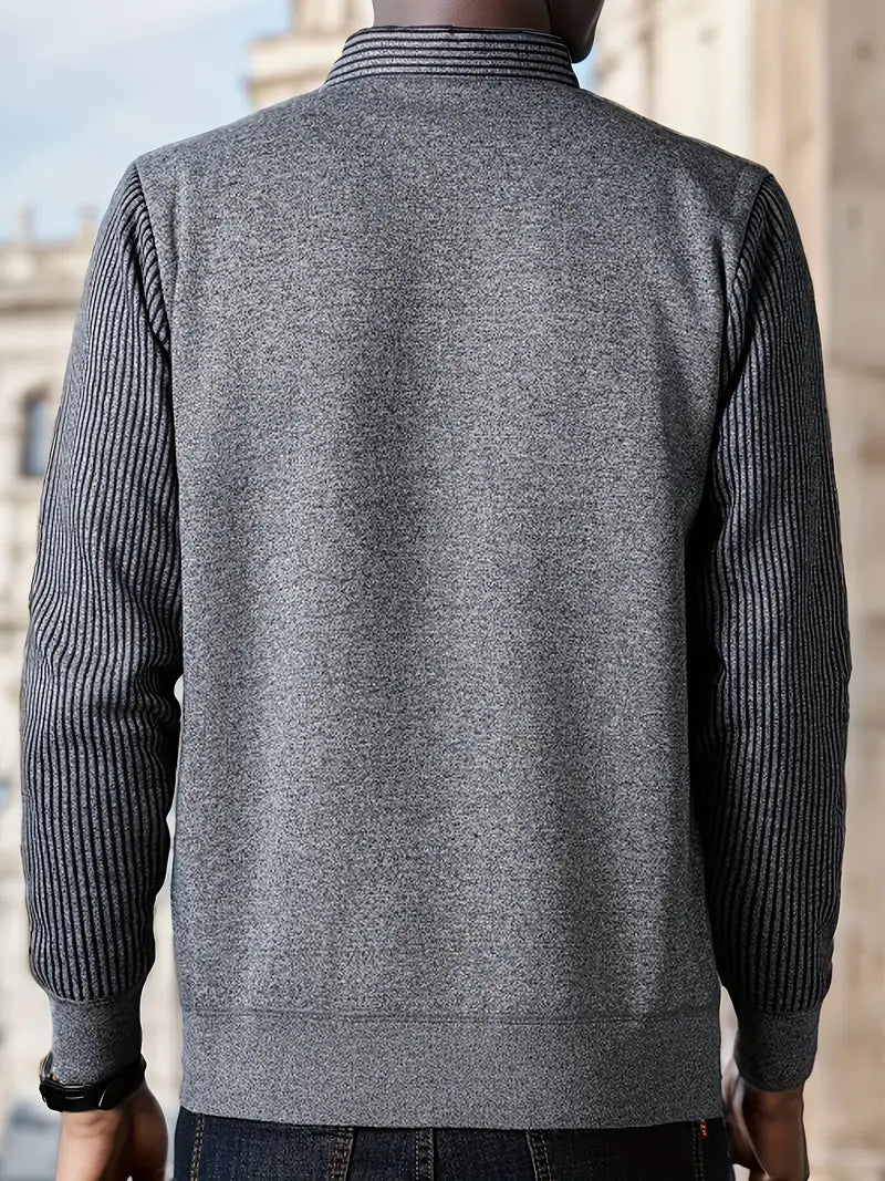 Herren Strickpullover mit V-Ausschnitt Slim Fit weiche atmungsaktive Langarm