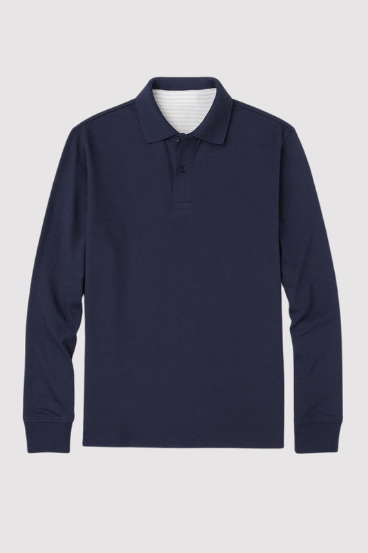 Herren Polopullover tailliert Kragen langarm atmungsaktiv bequem vielseitig