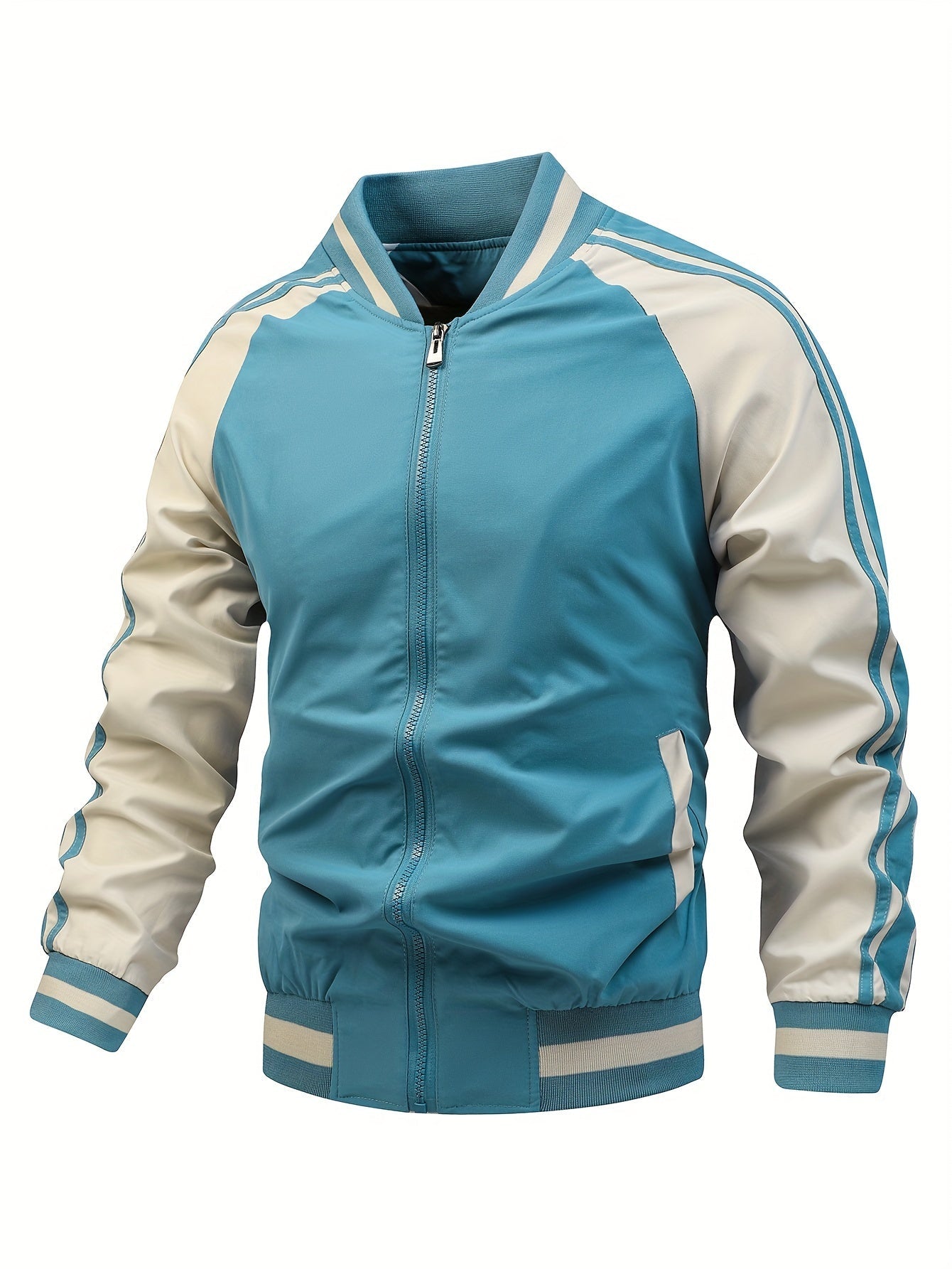 Damen Jacke Regular Fit Lila Streifen Reißverschluss Sportlich Weich Warm Alltag Freizeit Übergang