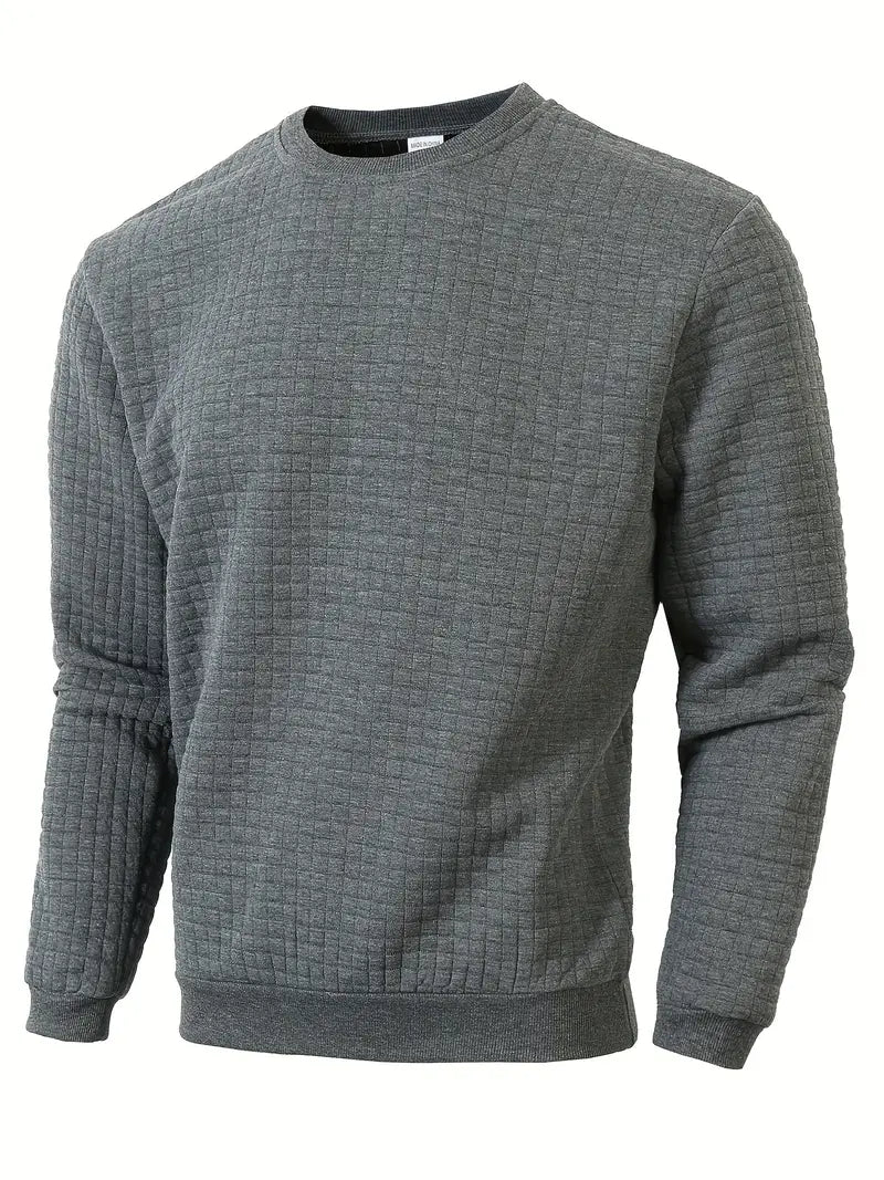 Herren Strickpullover Rundhals Karo Langarm bequem vielseitig
