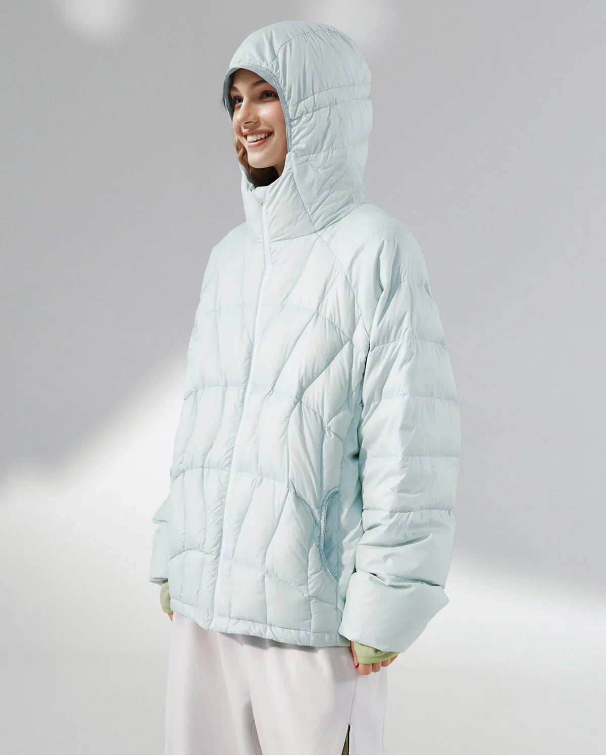 Herren Daunenjacke Regular Fit Leicht Packbar Kapuze Wasserabweisend Nylon 90% Daunen Winter Streetwear