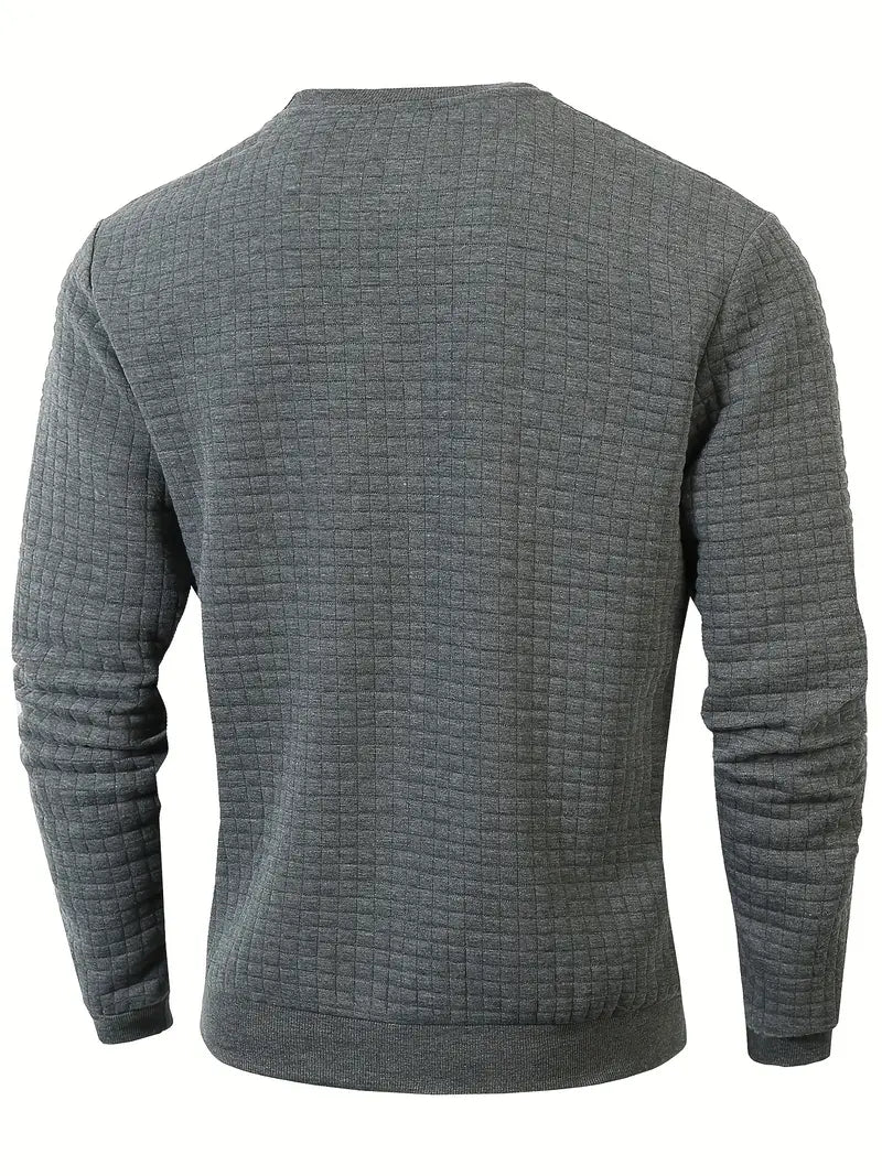 Herren Strickpullover Rundhals Karo Langarm bequem vielseitig