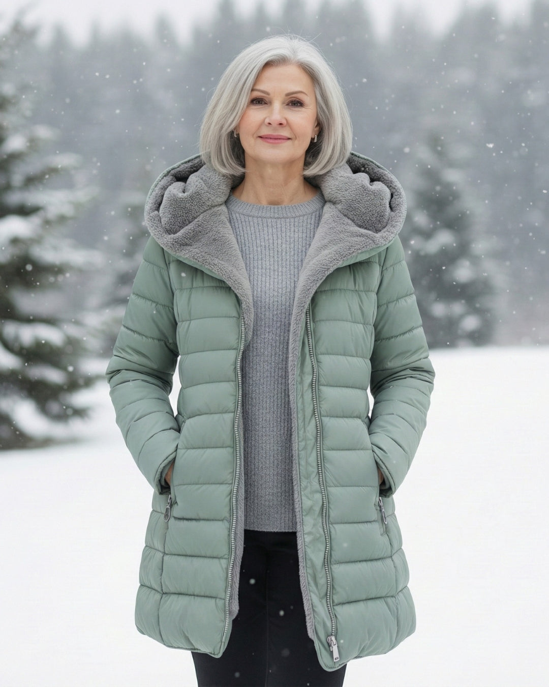 Damen Wintermantel Lang A Linie Gesteppt Kapuze Wasserabweisend Elegant