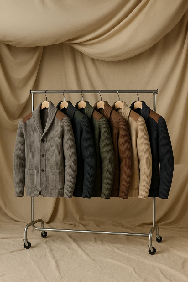 Herren Strickcardigan Regular Fit Struktur Strick Knopfleiste Taschen Warm Casual Business Alltag