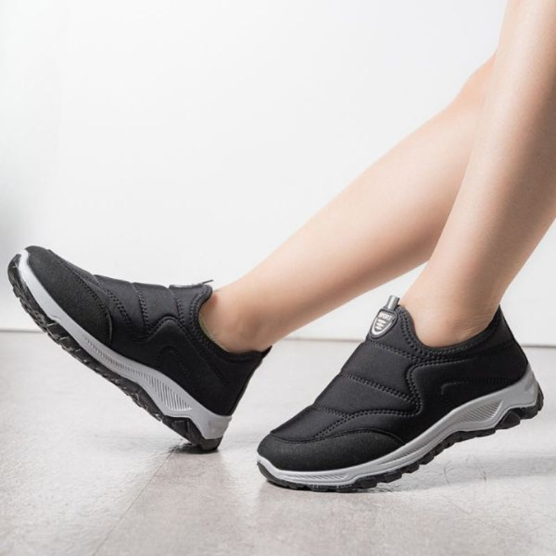 Damen Winter Sneaker gefüttert rutschfest wasserabweisend Slip-On elastisch leicht Outdoor