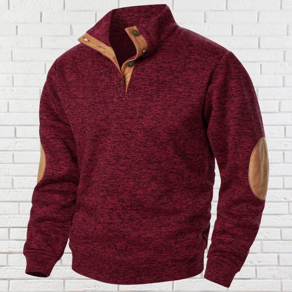 Herren Strickpullover Stehkragen Knopfleiste Langarm bequem vielseitig
