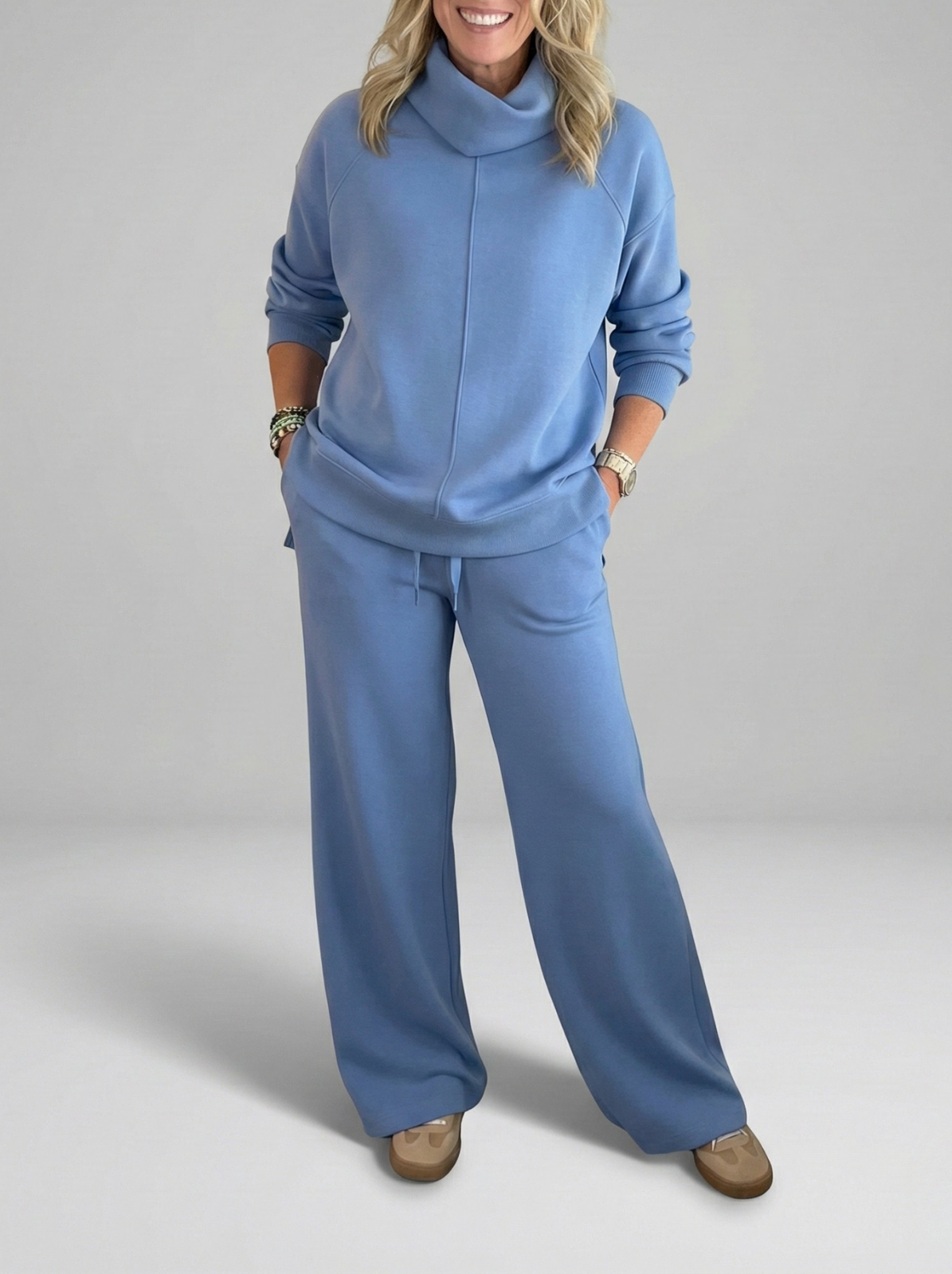 Damen zweiteiliges Set lose bequeme minimalistische atmungsaktive elegante Passform
