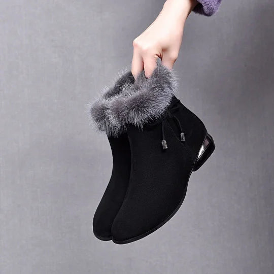 Damen Leder Winterstiefel gefüttert rutschfest warm bequem