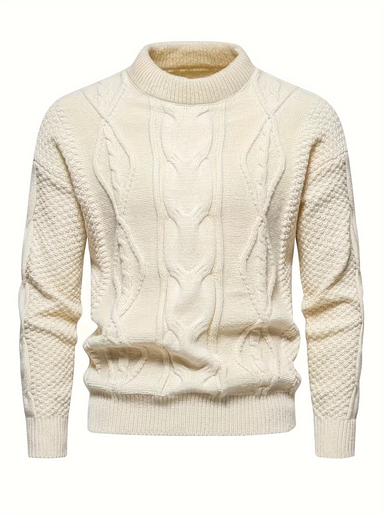 Herren Strickpullover Zopfstrick Langarm bequeme warme atmungsaktive normale Passform