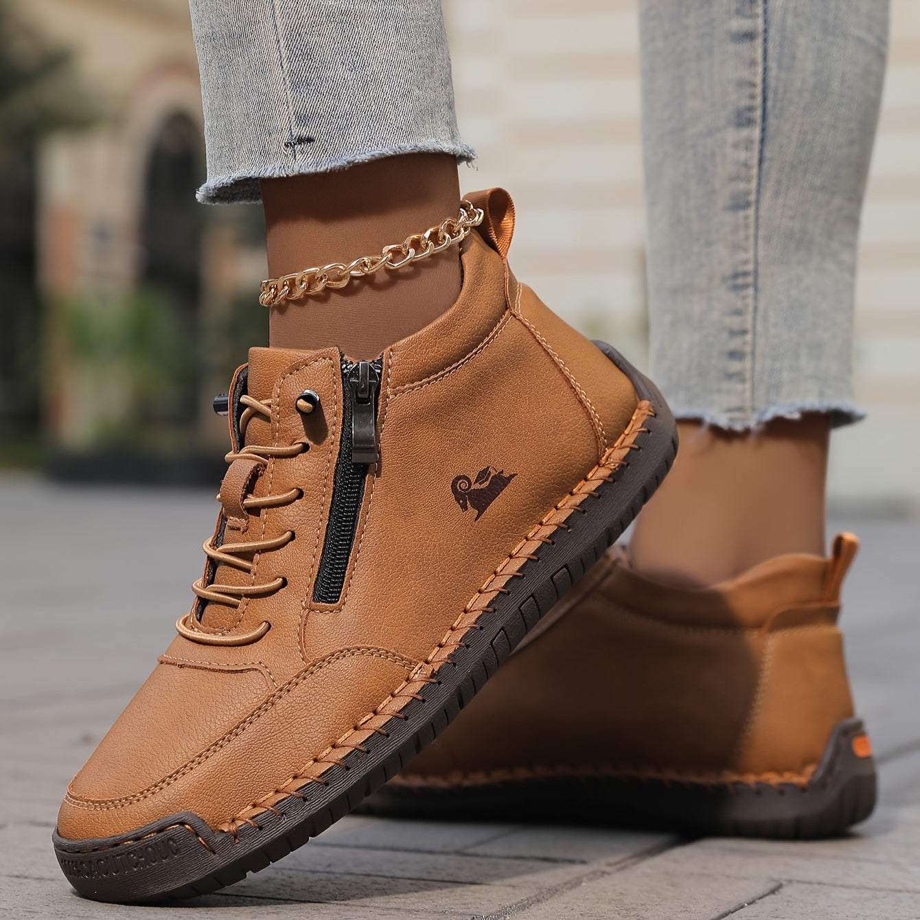 Herren Freizeitschuhe Reißverschluss Slip-gepolstert, fest flexibel bequem