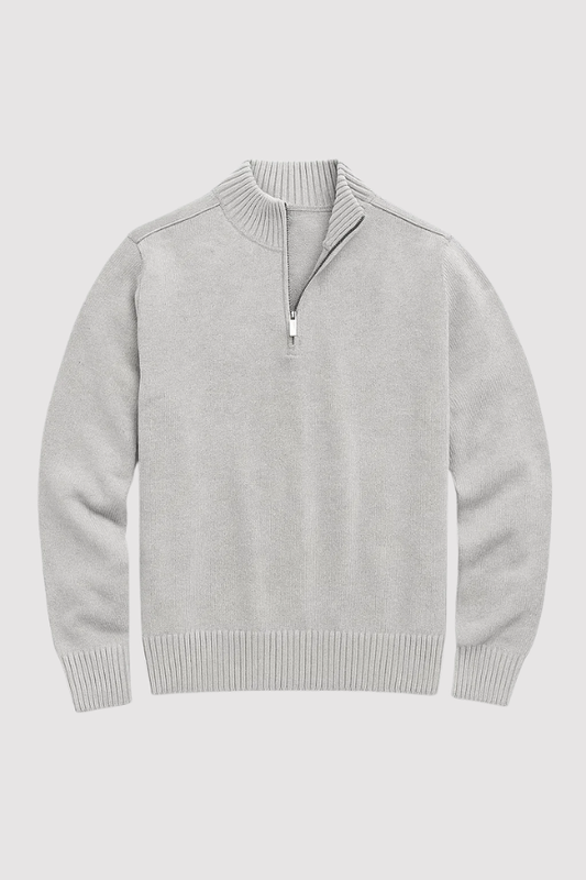Herren Strickpullover, halber Reißverschluss Stehkragen leicht warm bequem vielseitig