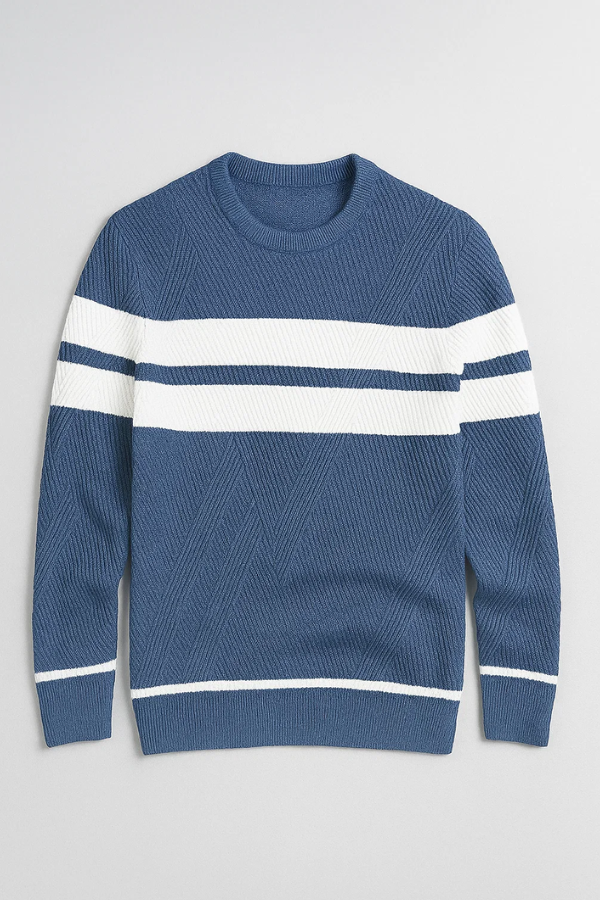 Herren Strickpullover, Fischgrätenmuster Rundhalsausschnitt Slim Fit atmungsaktiv, bequem