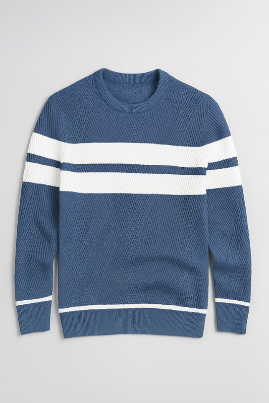 Herren Strickpullover, Fischgrätenmuster Rundhalsausschnitt Slim Fit atmungsaktiv, bequem