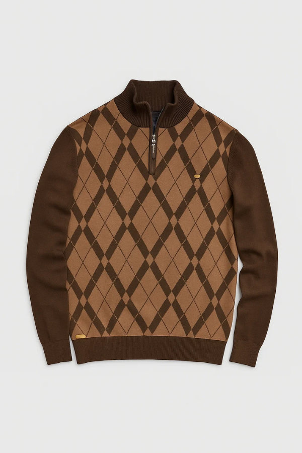 Herren Strickpullover halber Reißverschluss Stehkragen Slim Fit elastisch bequem
