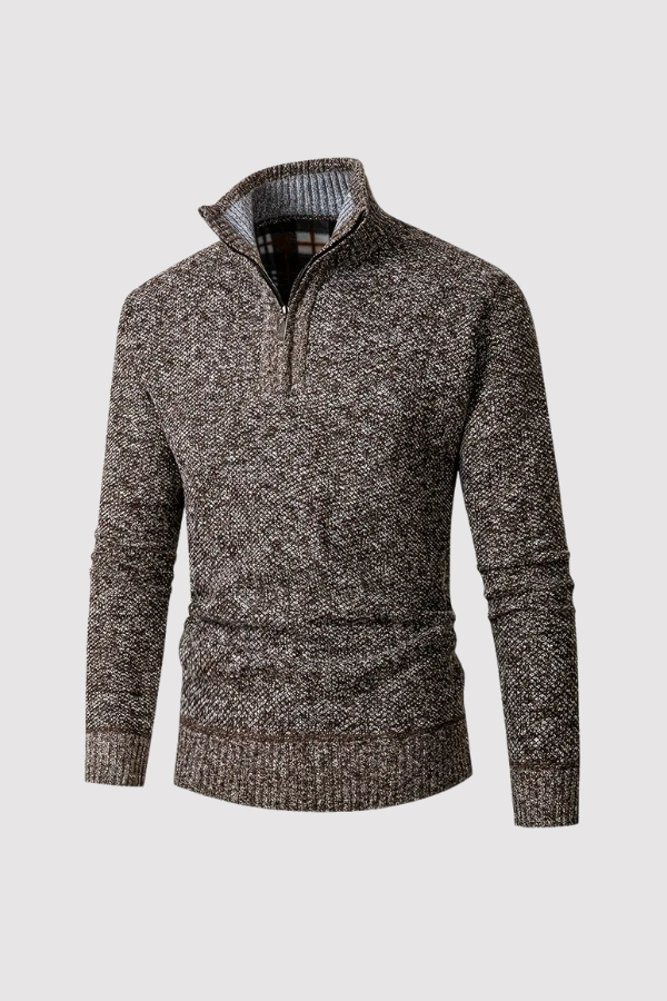 Herren Strickpullover Viertelreißverschluss Stehkragen und bequeme atmungsaktive Langarm