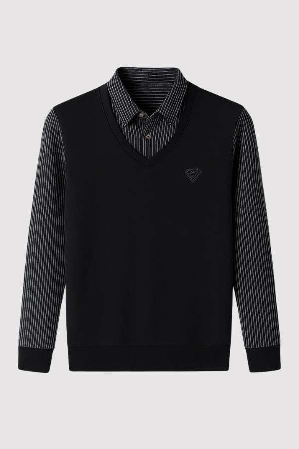 Herren Strickpullover mit V-Ausschnitt Slim Fit weiche atmungsaktive Langarm