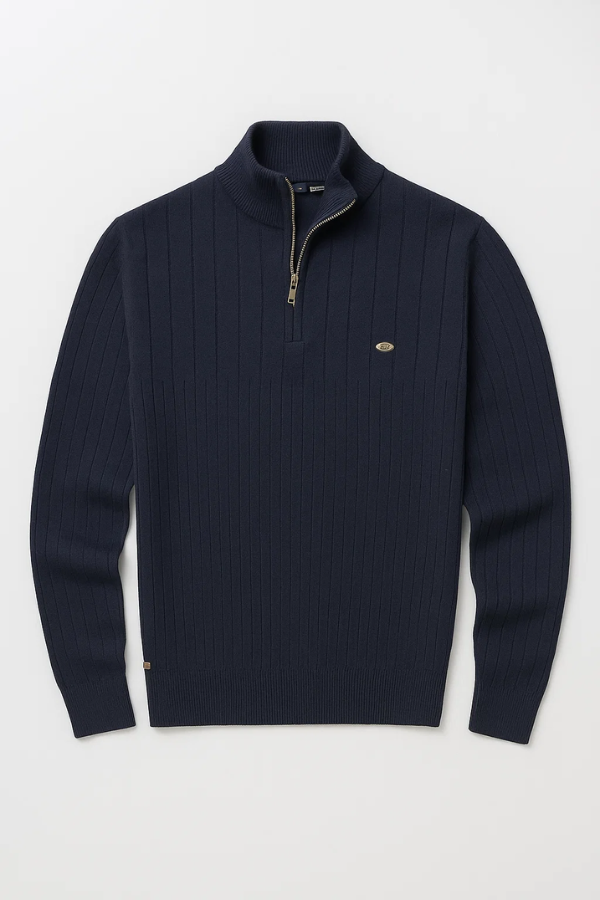 Herren Strickpullover, halber Reißverschluss Stehkragen bequem atmungsaktiv warm