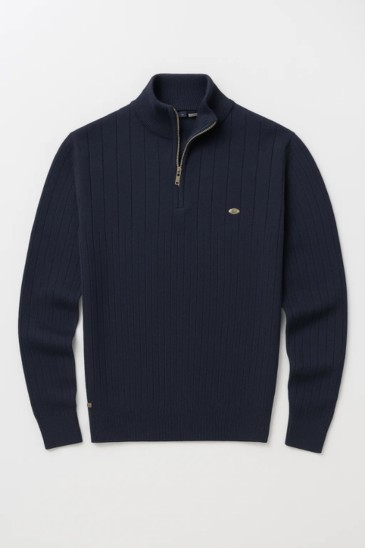 Herren Strickpullover, halber Reißverschluss Stehkragen bequem atmungsaktiv warm