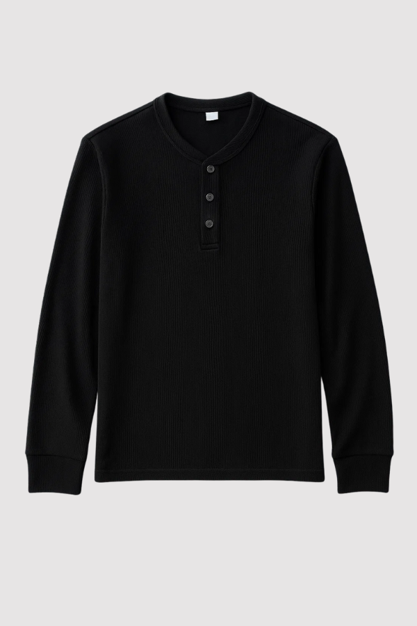 Henley-Pullover für Herren mit Knopfverschluss