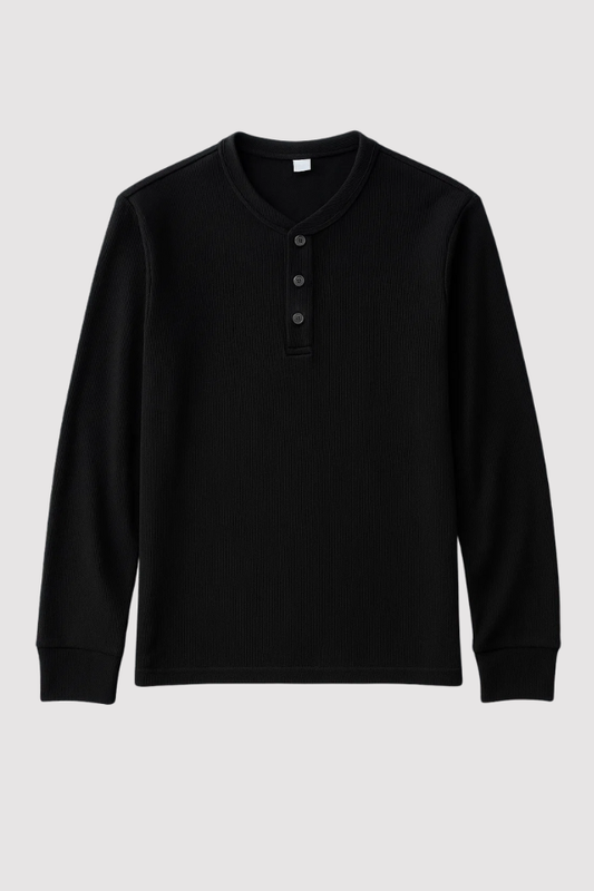 Henley-Pullover für Herren mit Knopfverschluss