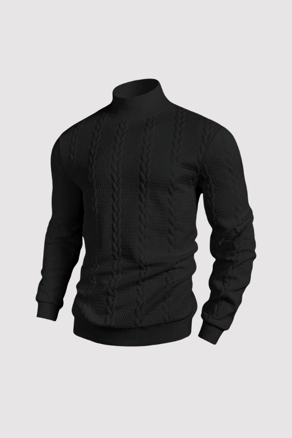 Herren Strickpullover Rollkragenpullover strukturierte Langarm bequem warm atmungsaktiv