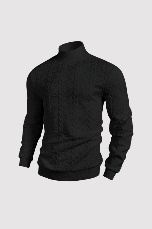 Herren Strickpullover Rollkragenpullover strukturierte Langarm bequem warm atmungsaktiv