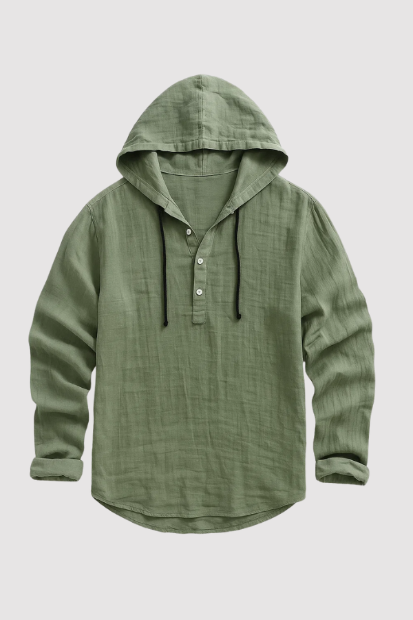 Herren Kapuzenshirt-Langarm-Knopfleiste Kapuze locker sitzend, bequem, vielseitig